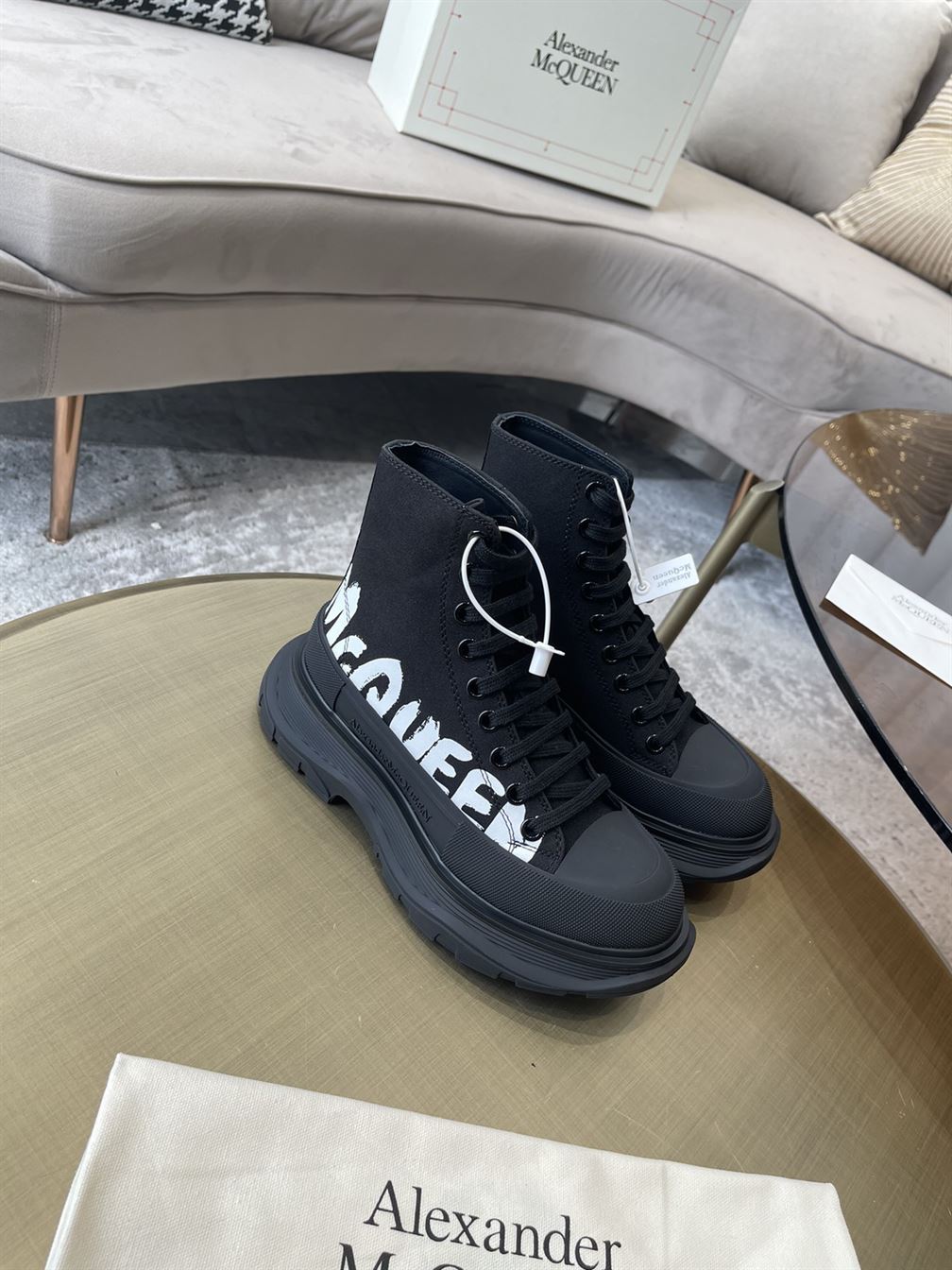 ALEXANDER MCQUEEN GRAFFITI TREAD SLICK HIGH-TOP SNEAKERS - ALD029