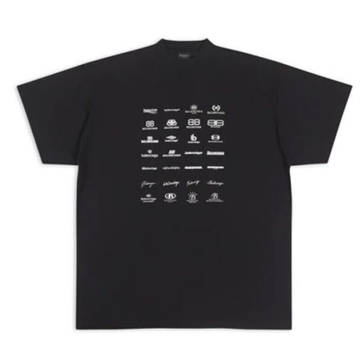 BALENCIAGA ARCHIVES LOGOS T-SHIRT OVERSIZED IN BLACK - BAS015