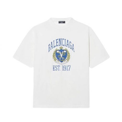 BALENCIAGA COLLEGE T-SHIRT MEDIUM FIT IN WHITE - BAS009