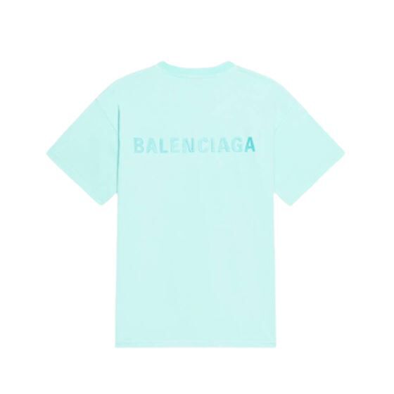 BALENCIAGA MEN'S LOGO T-SHIRT MEDIUM FIT IN GREEN - BAS004
