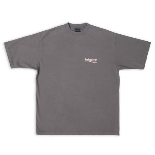 BALENCIAGA MEN'S POLITICAL CAMPAIGN T-SHIRT LARGE FIT IN GREY - BAS019