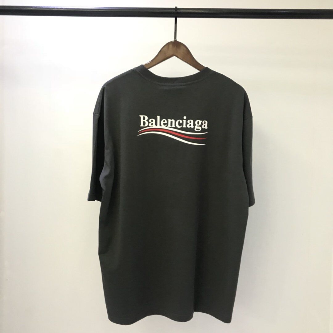 BALENCIAGA MEN'S POLITICAL CAMPAIGN T-SHIRT LARGE FIT IN GREY - BAS019