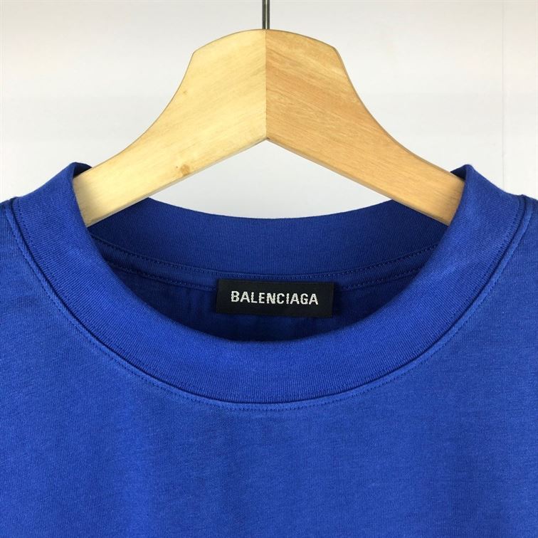 BALENCIAGA MEN'S POLITICAL CAMPAIGN T-SHIRT LARGE FIT IN PACIFIC BLUE - BAS003