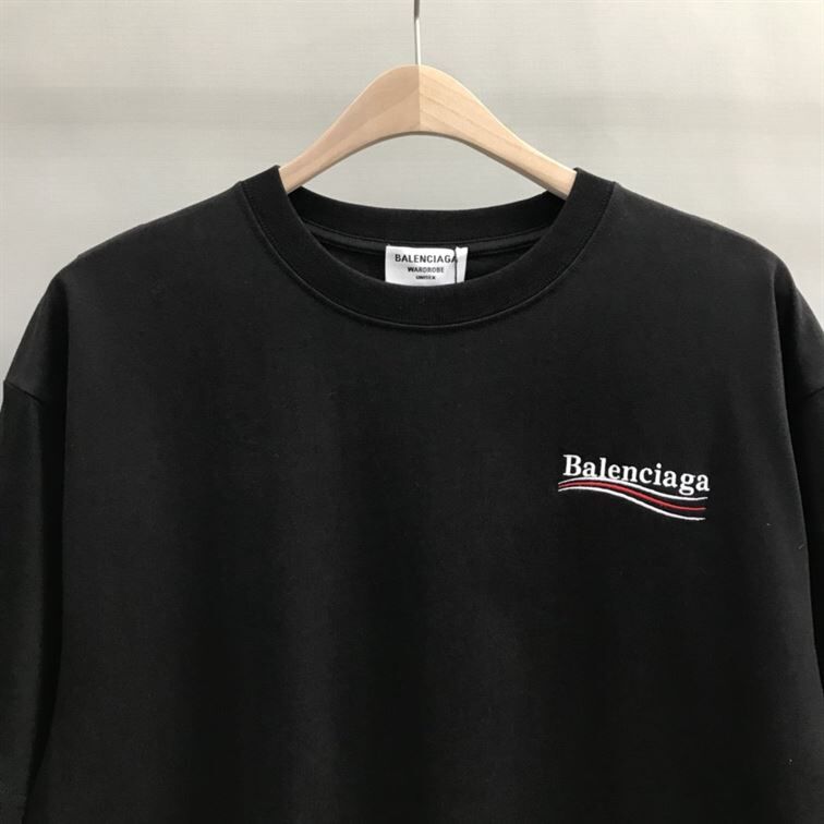 BALENCIAGA MEN'S POLITICAL CAMPAIGN T-SHIRT REGULAR FIT IN BLACK - BAS002