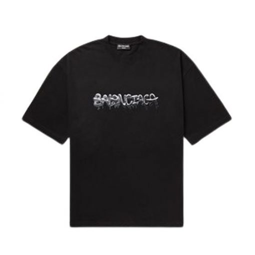 BALENCIAGA MEN'S SLIME T-SHIRT MEDIUM FIT IN BLACK - BAS011
