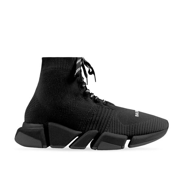 BALENCIAGA MEN'S SPEED 2.0 LACE-UP RECYCLED KNIT SNEAKER IN BLACK - BLA031