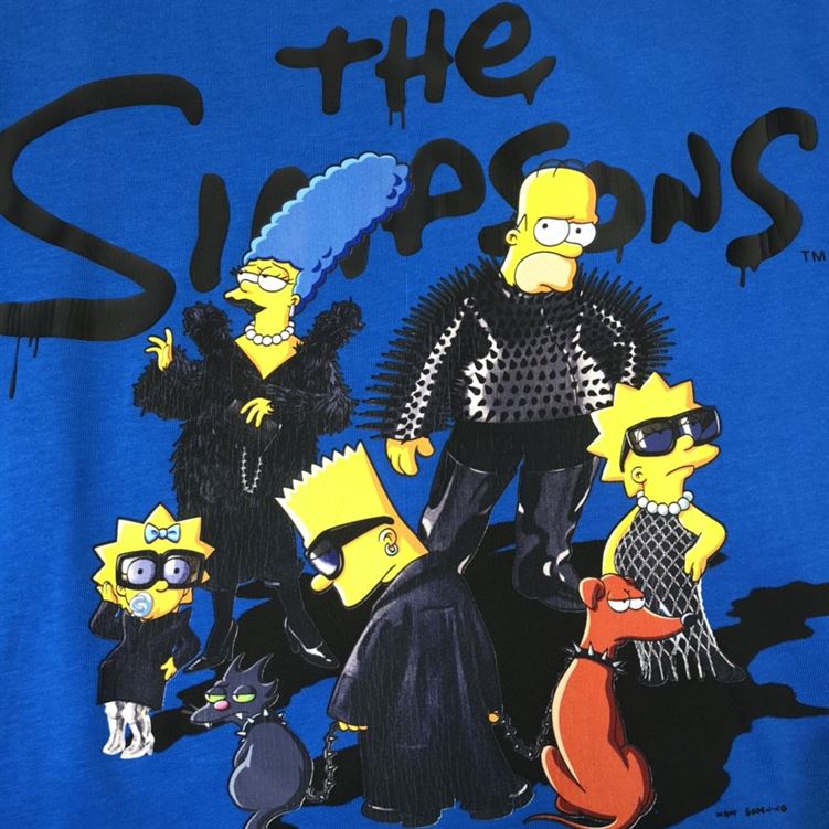 BALENCIAGA MEN'S THE SIMPSONS TM 20TH TELEVISION T-SHIRT OVERSIZED IN INDIGO - BAS006