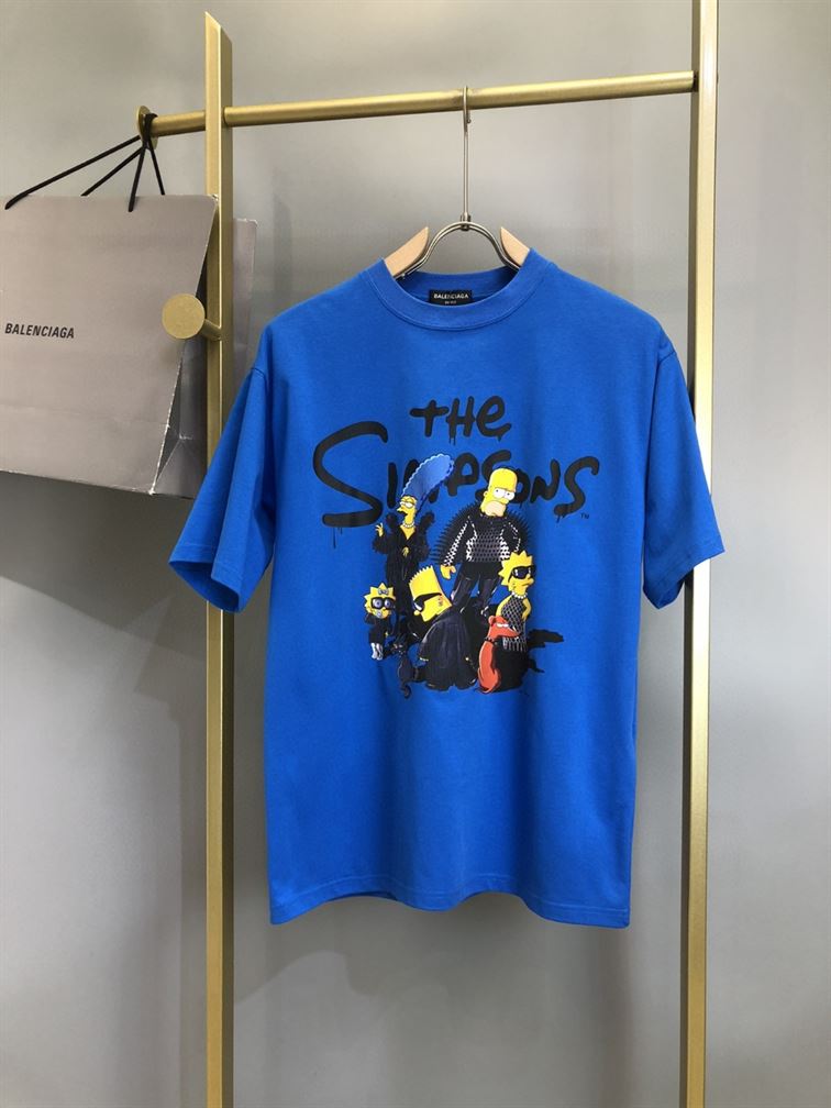 BALENCIAGA MEN'S THE SIMPSONS TM 20TH TELEVISION T-SHIRT OVERSIZED IN INDIGO - BAS006