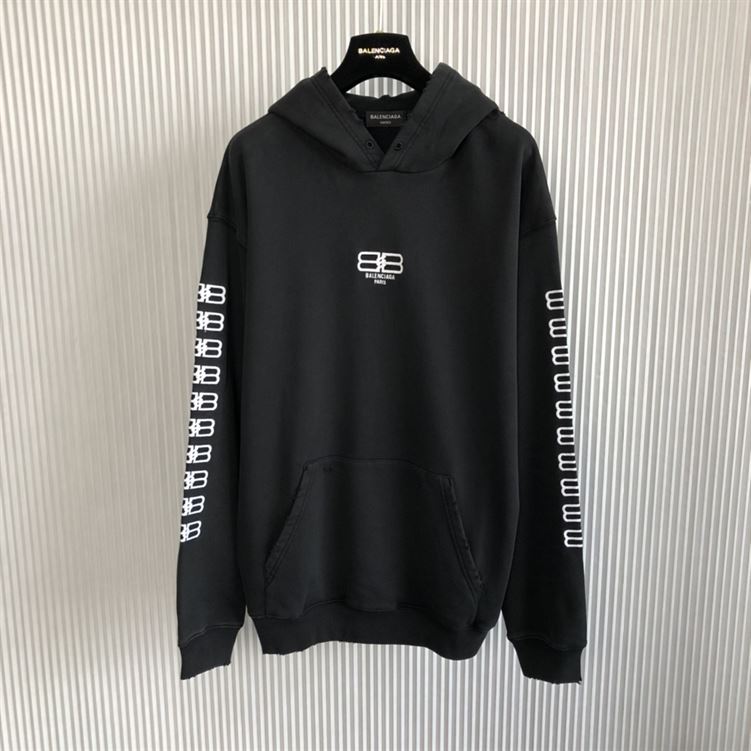 BALENCIAGA PARIS ICON HOODIE MEDIUM FIT IN BLACK - BH002
