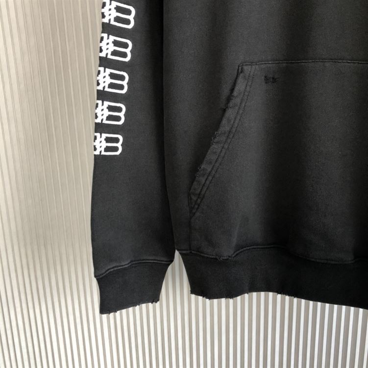 BALENCIAGA PARIS ICON HOODIE MEDIUM FIT IN BLACK - BH002