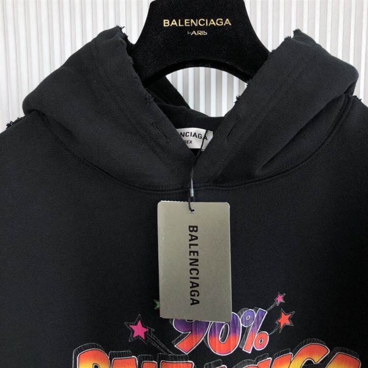 BALENCIAGA RAINBOW LOGO PRINT HOODIE - BH011
