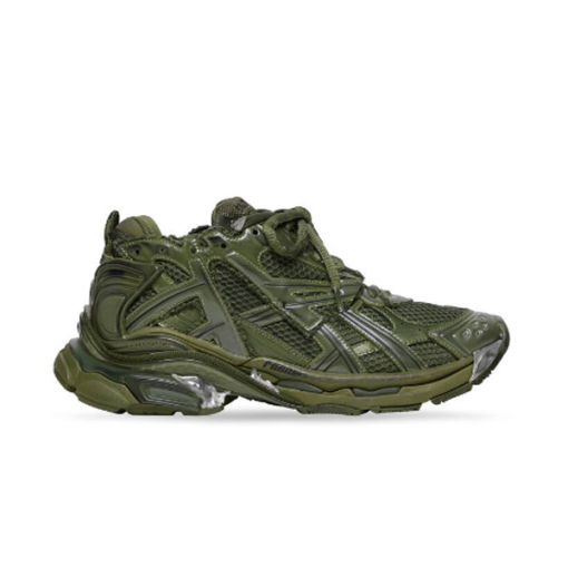 BALENCIAGA RUNNER TRAINERS IN DARK GREEN MESH AND NYLON - BLA025