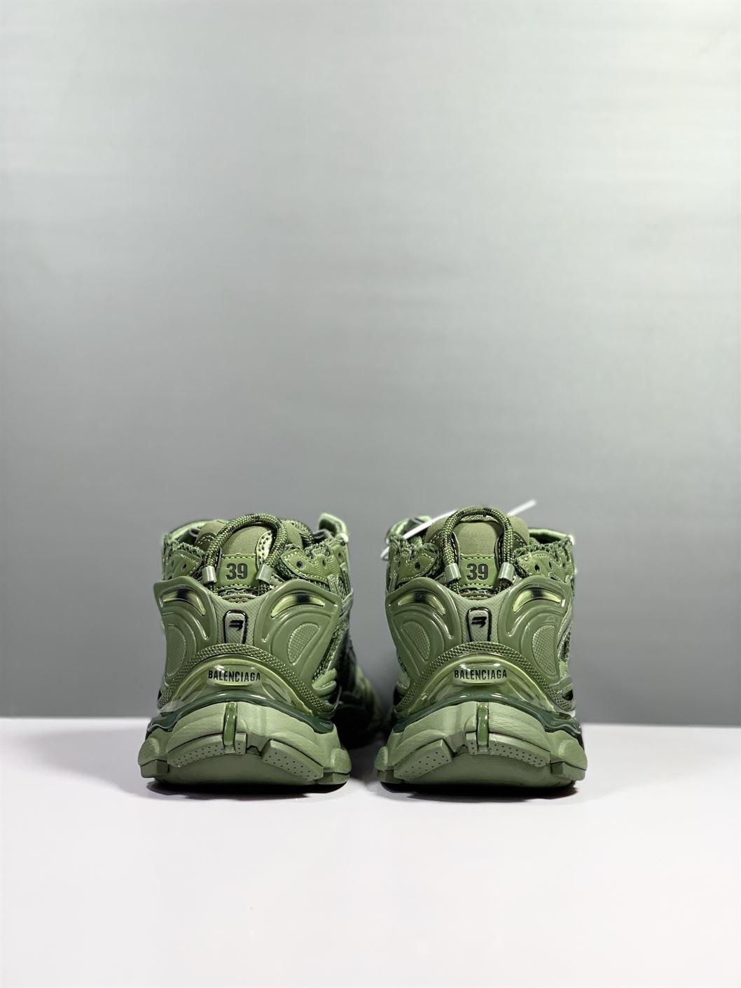 BALENCIAGA RUNNER TRAINERS IN DARK GREEN MESH AND NYLON - BLA025