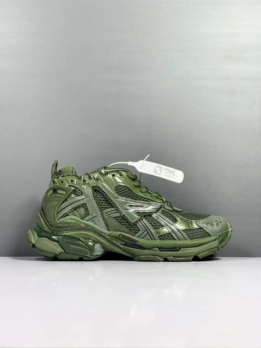 BALENCIAGA RUNNER TRAINERS IN DARK GREEN MESH AND NYLON - BLA025