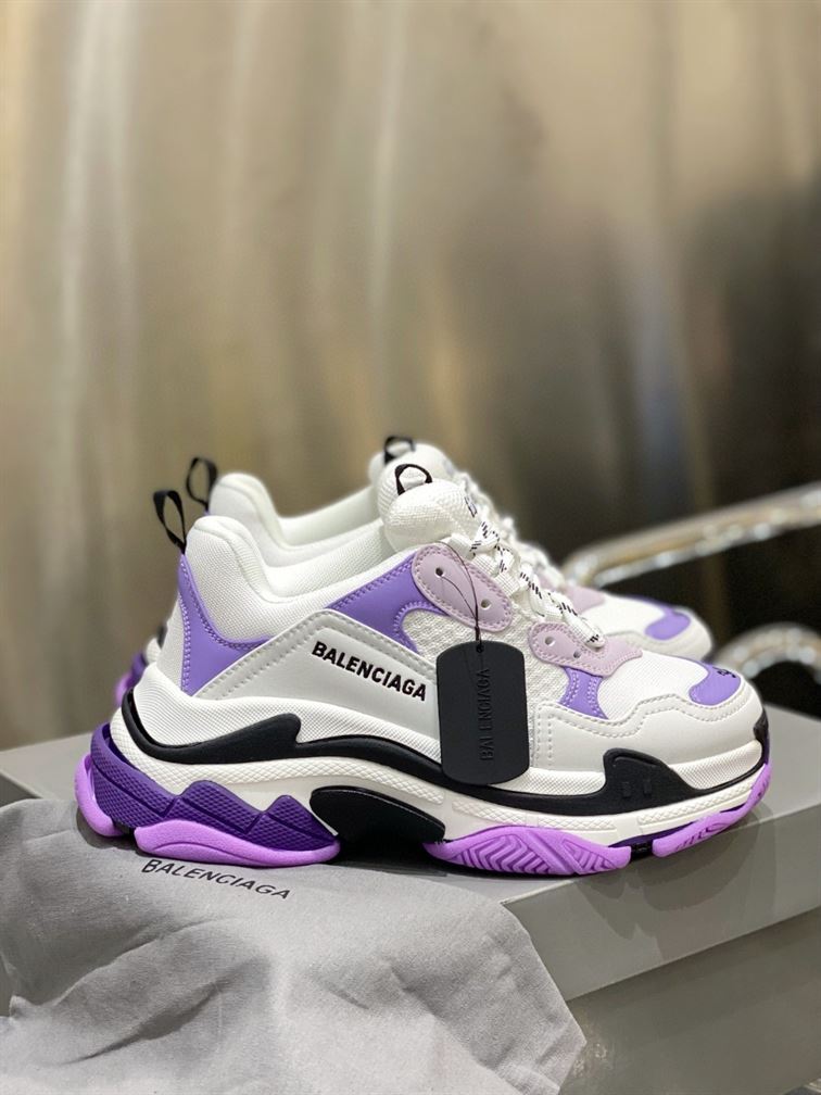 BALENCIAGA TRIPLE S 1.0 SNEAKERS IN WHITE AND LILAC - BLA021