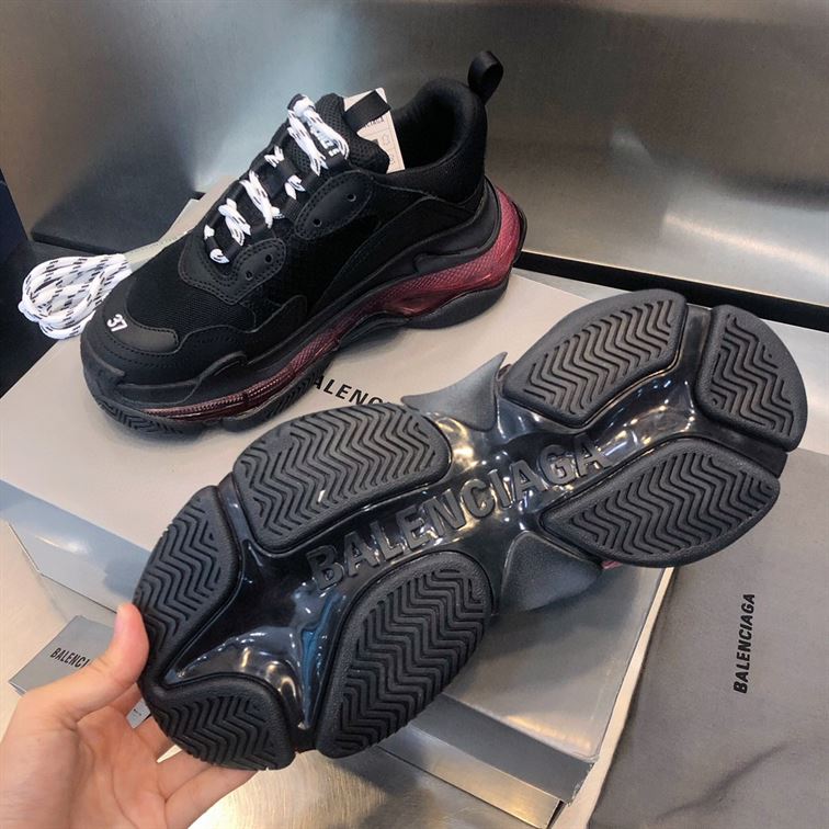 BALENCIAGA TRIPLE S BLACK RED CLEAR SOLE - BLA012