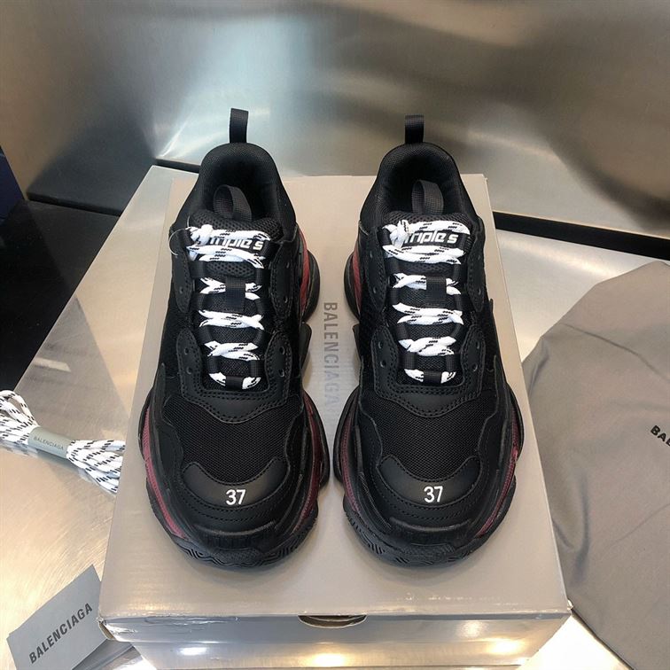 BALENCIAGA TRIPLE S BLACK RED CLEAR SOLE - BLA012