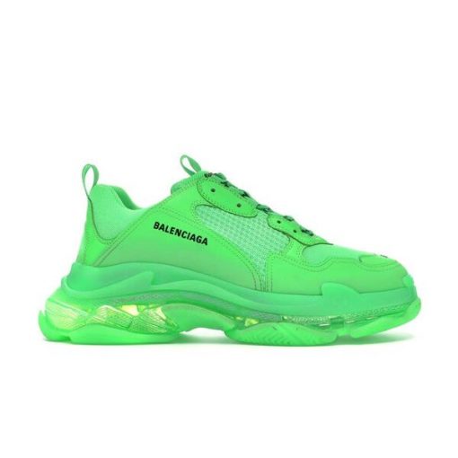 BALENCIAGA TRIPLE S CLEAR SOLE IN NEON GREEN - BLA019