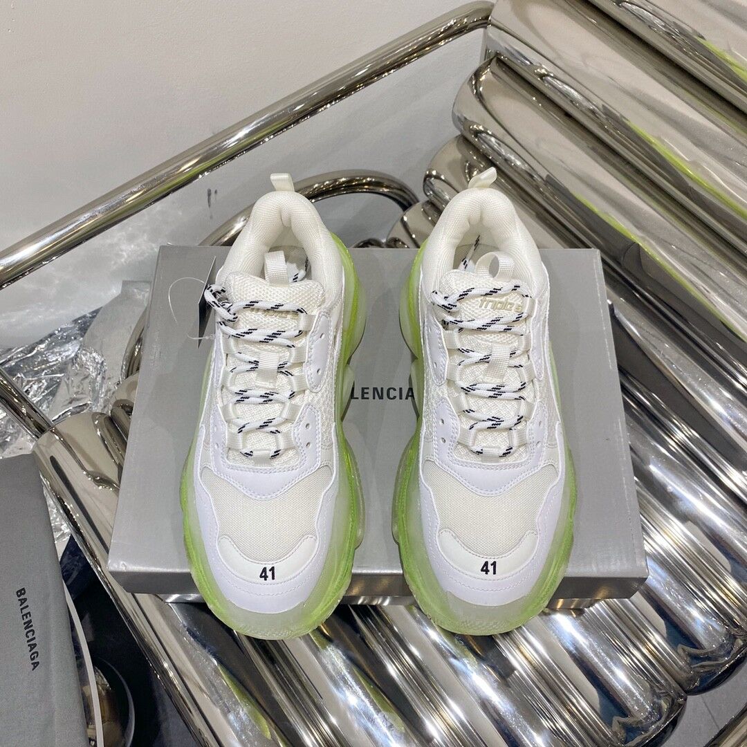 BALENCIAGA TRIPLE S WHITE GREEN CLEAR SOLE - BLA013