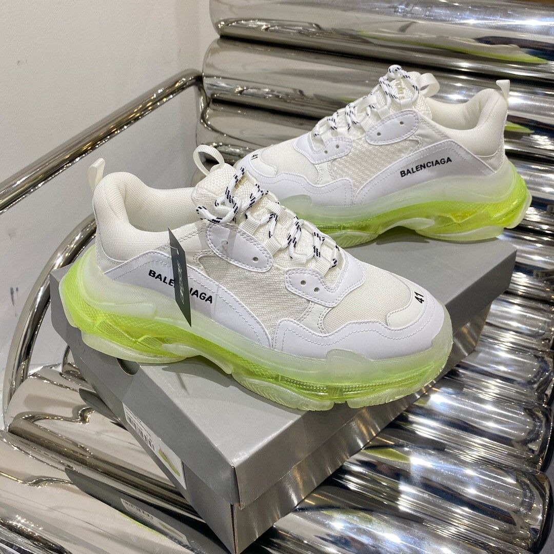 BALENCIAGA TRIPLE S WHITE GREEN CLEAR SOLE - BLA013