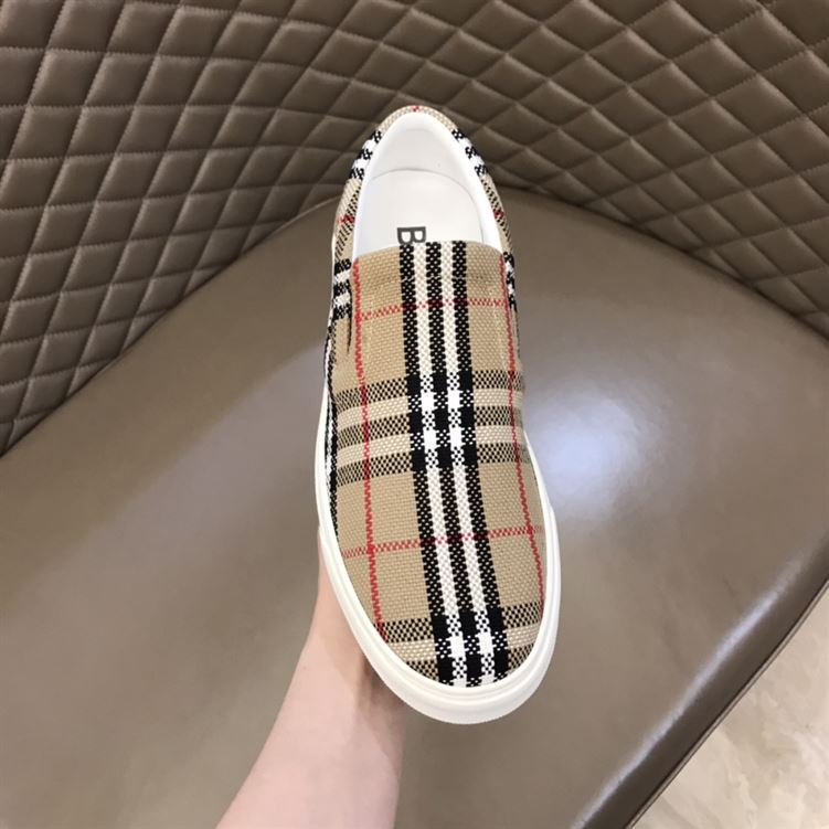 BURBERRY BIO-BASED SOLE LATTICED COTTON SLIP-ON SNEAKERS - BBR024