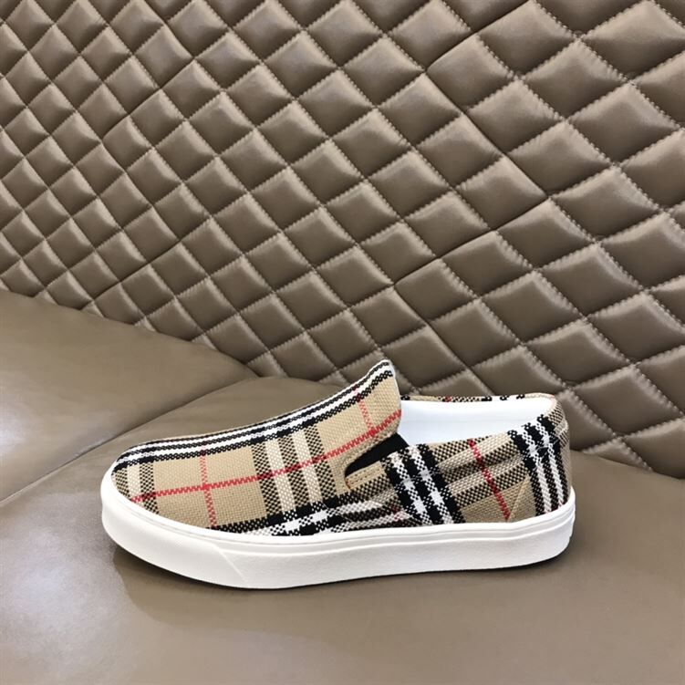 BURBERRY BIO-BASED SOLE LATTICED COTTON SLIP-ON SNEAKERS - BBR024