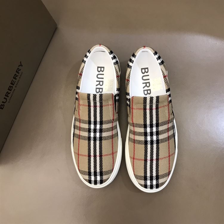 BURBERRY BIO-BASED SOLE LATTICED COTTON SLIP-ON SNEAKERS - BBR024