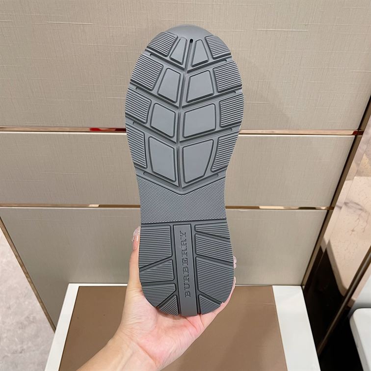 BURBERRY CHECK NYLON, LEATHER AND SUEDE SNEAKERS - BBR031