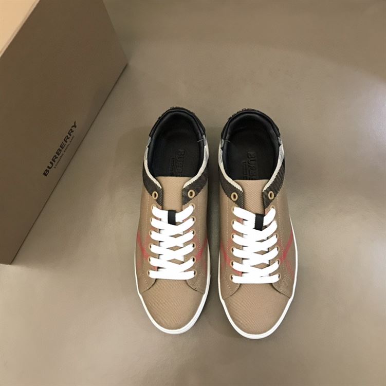 BURBERRY HOUSE CHECK & LEATHER LOW-TOP SNEAKER - BBR013