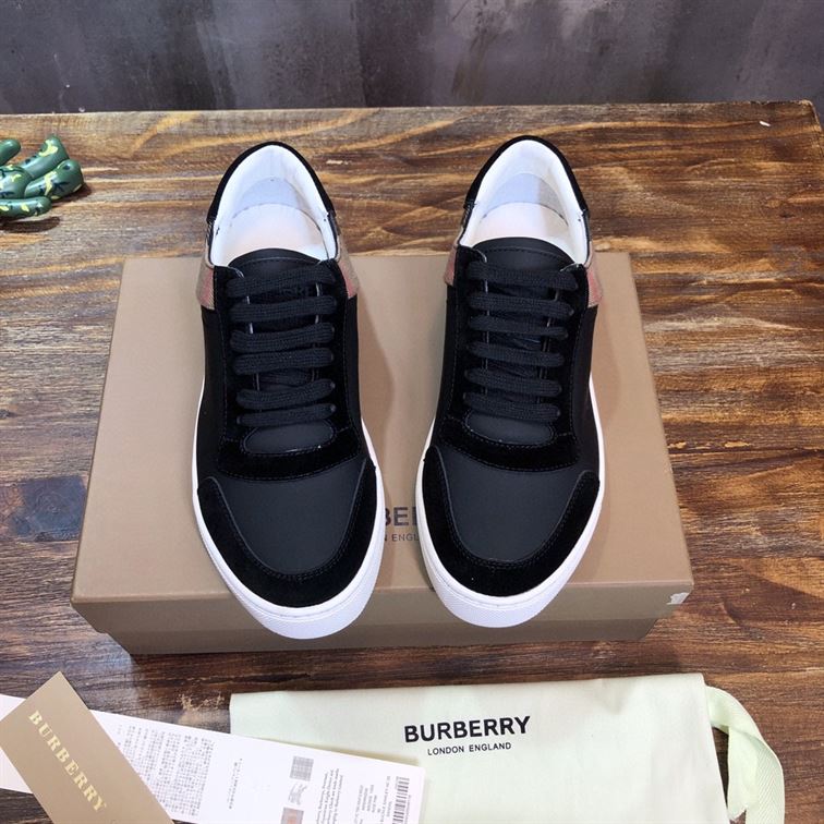 BURBERRY LEATHER AND HOUSE CHECK COTTON SNEAKERS - BBR014
