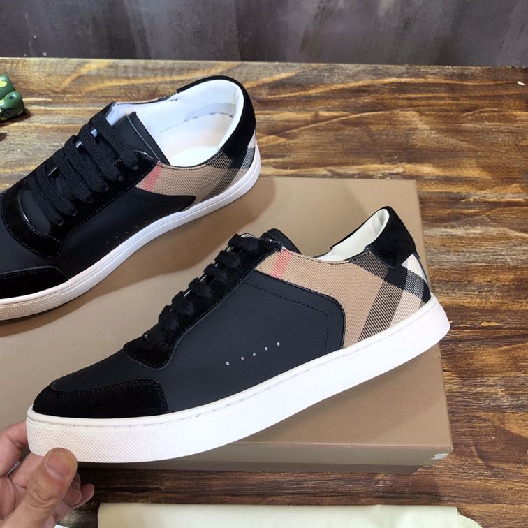 BURBERRY LEATHER AND HOUSE CHECK COTTON SNEAKERS - BBR014