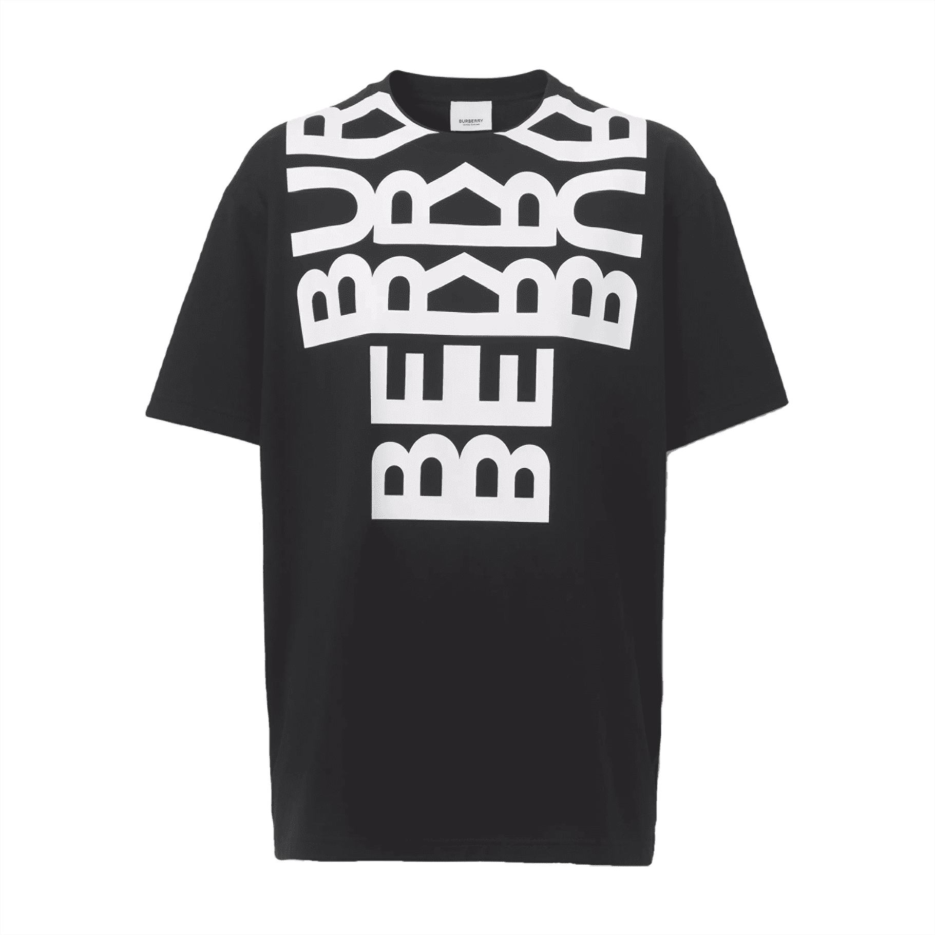 BURBERRY LOGO PRINT COTTON OVERSIZED T-SHIRT IN BLACK - BRS003