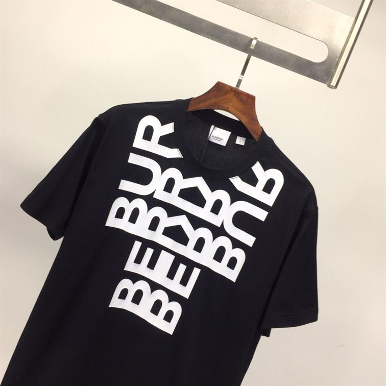 BURBERRY LOGO PRINT COTTON OVERSIZED T-SHIRT IN BLACK - BRS003
