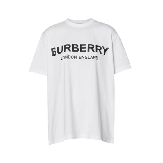 BURBERRY LOGO PRINT COTTON T-SHIRT IN WHITE - BRS009