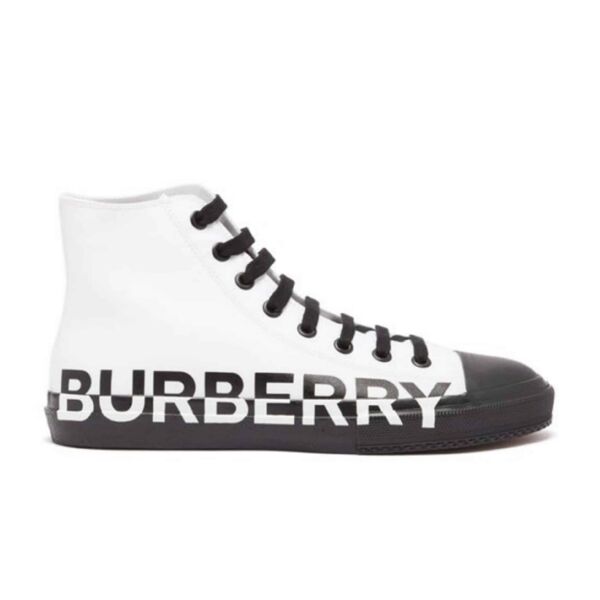 BURBERRY LOGO PRINT GABARDINE HIGH-TOP SNEAKERS - BBR029