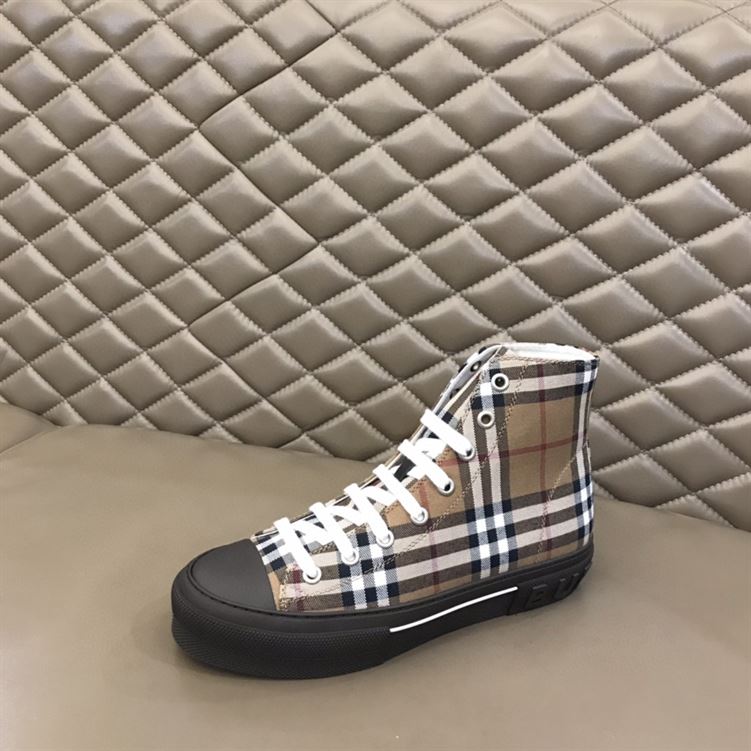BURBERRY VINTAGE CHECK COTTON HIGH-TOP SNEAKERS - BBR027