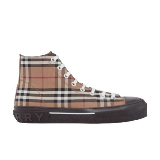 BURBERRY VINTAGE CHECK COTTON HIGH-TOP SNEAKERS - BBR027