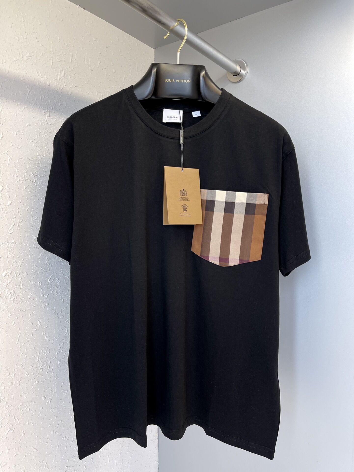 BURBERRY VINTAGE CHECK POCKET COTTON OVERSIZED T-SHIRT - BRS012