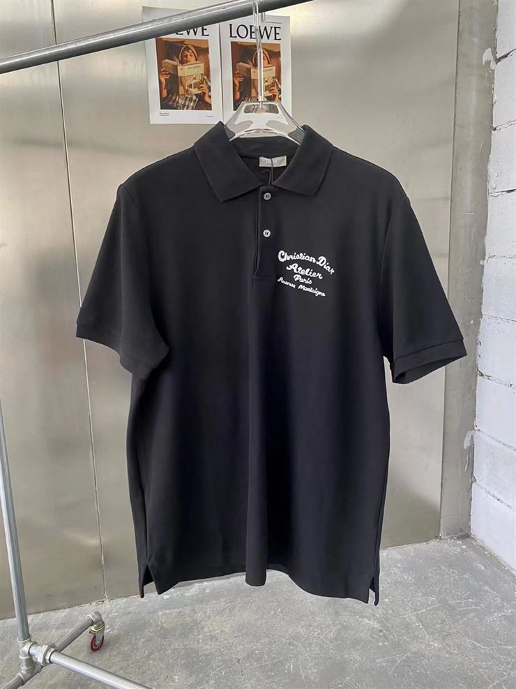 CHRISTIAN DIOR ATELIER' POLO SHIRT BLACK COTTON PIQUÃ‰ - DOT018