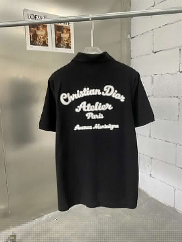 CHRISTIAN DIOR ATELIER' POLO SHIRT BLACK COTTON PIQUÃ‰ - DOT018