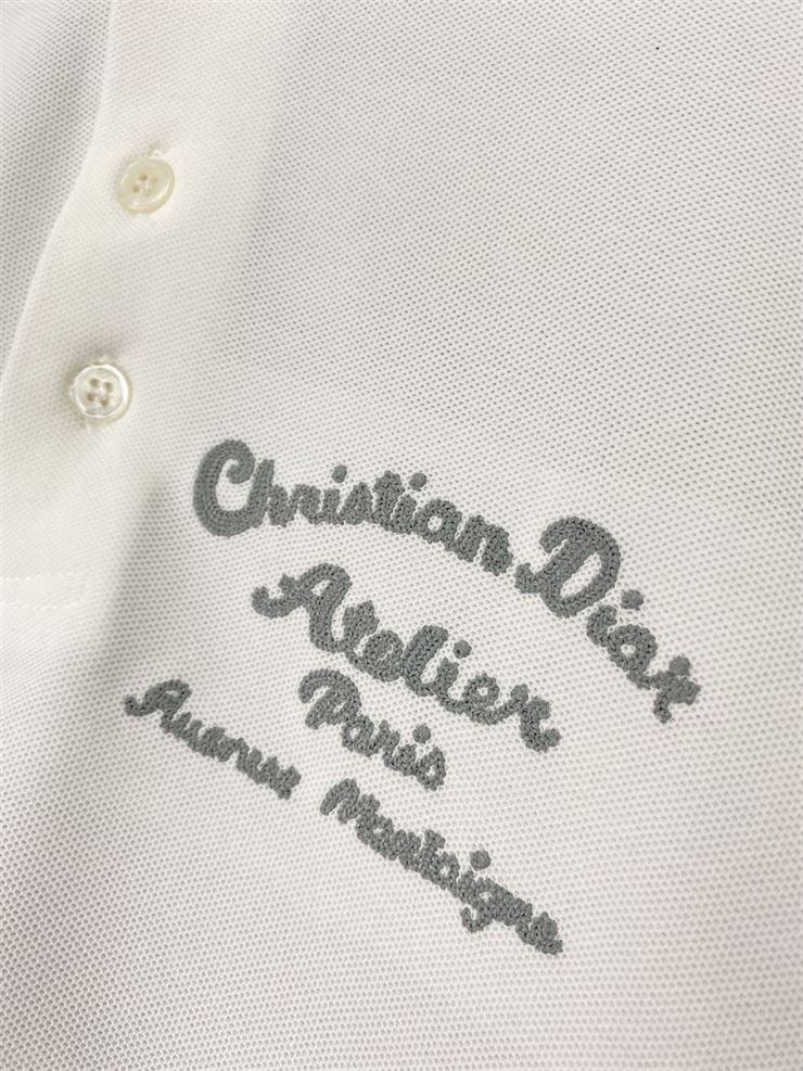 CHRISTIAN DIOR ATELIER' POLO SHIRT WHITE COTTON PIQUÃ‰ - DOT019