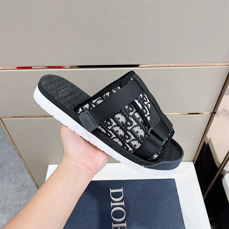 DIOR ALPHA SANDAL BEIGE AND BLACK DIOR OBLIQUE JACQUARD - DS005