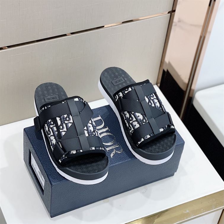 DIOR ALPHA SANDAL BEIGE AND BLACK DIOR OBLIQUE JACQUARD - DS005