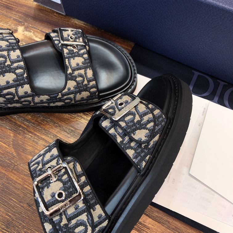 DIOR AQUA SANDAL BEIGE AND BLACK DIOR OBLIQUE JACQUARD - DS008