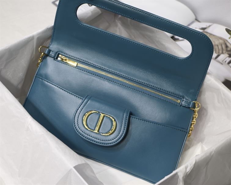 DIOR AUTHENTICATED AVENUE HANDBAG LEATHER BLUE