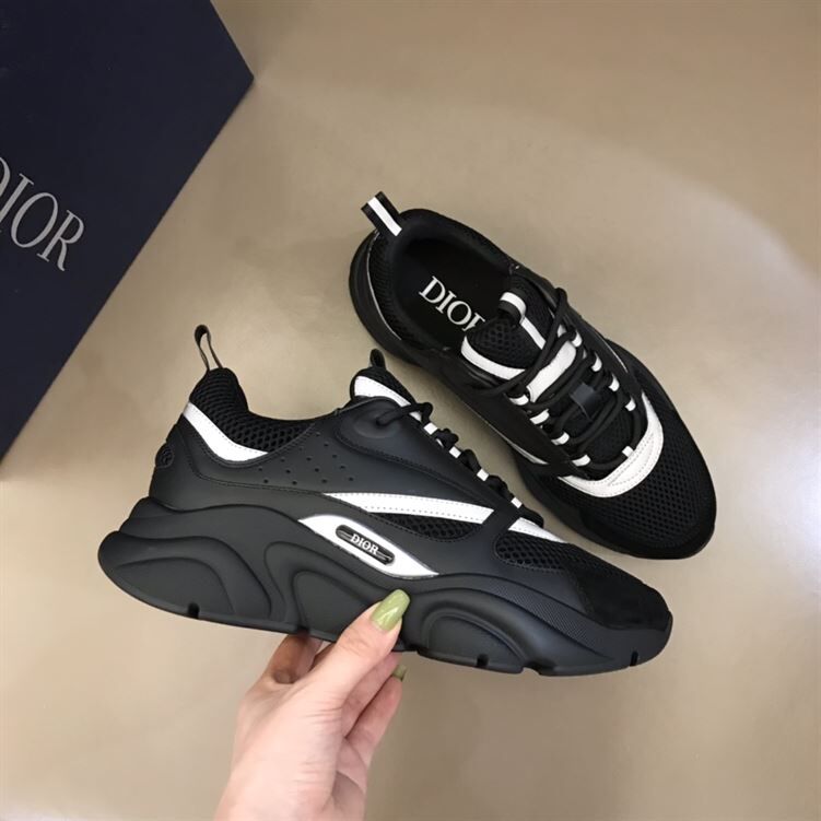 DIOR B22 SNEAKER BLACK TECHNICAL MESH AND SMOOTH CALFSKIN - DO045