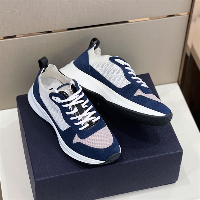 DIOR B25 RUNNER NAVY OBLIQUE SUEDE SNEAKER - DO063