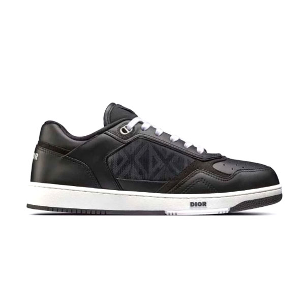 DIOR B27 LOW-TOP SNEAKER BLACK SMOOTH CALFSKIN AND CD DIAMOND CANVAS - DO141