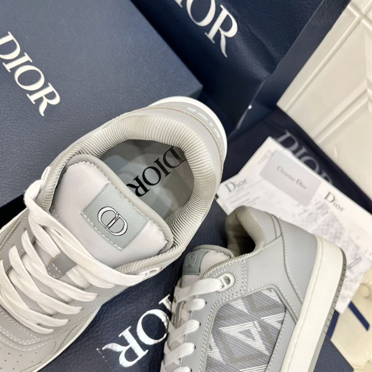 DIOR B27 LOW-TOP SNEAKER GRAY SMOOTH CALFSKIN AND CD DIAMOND CANVAS - DO139