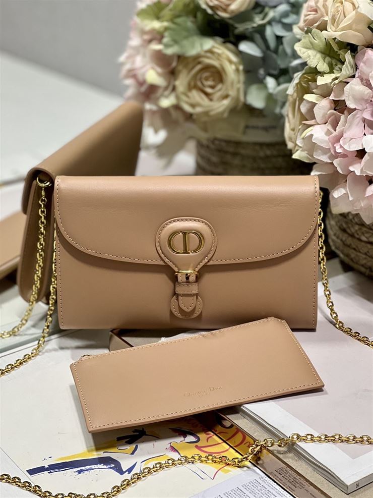 DIOR BOBBY EAST-WEST POUCH WITH CHAIN BEIGE